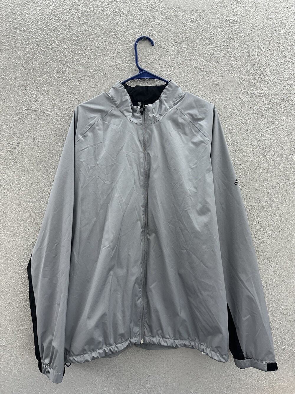 Adidas Climastorm Mens Windbreaker Jacket Size XL Gray Zip Up